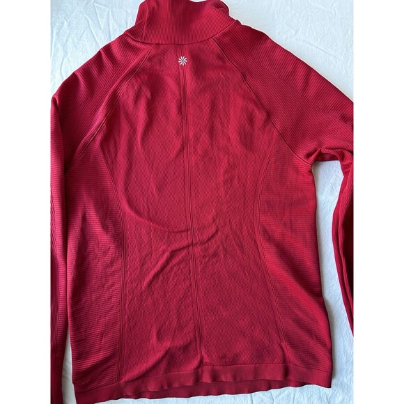 ATHLETA Turtleneck Red Striped Flurry Base Layer Running Thumbholes Size Med. - Picture 5 of 7